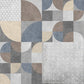 Wallpaper mural for interior design in a grey abstract geometric pattern.