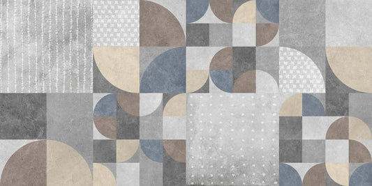 Wallpaper mural for interior design in a grey abstract geometric pattern.