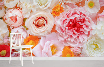 Elegant Pink Floral Bloom Mural Wallpaper