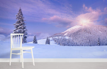 Serene Winter Mountain Landscape Mural Wallpaper