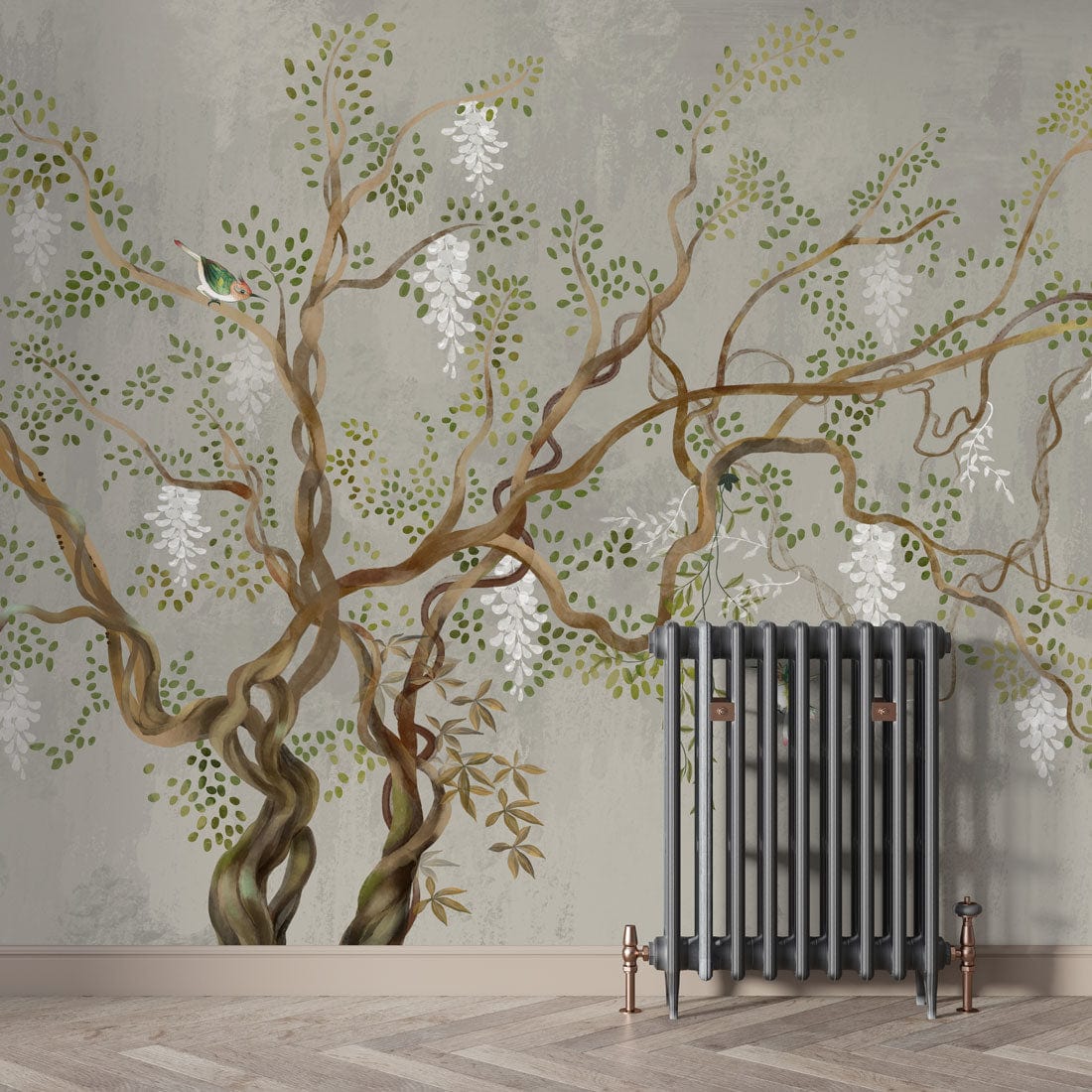 Papier Peint Mural avec Arbre de Glycine Vintage II