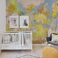 Sunny Watercolor Floral Mural Wallpaper in nursery
