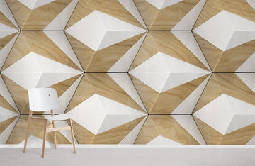 Carta da parati murale moderna in legno geometrico accentuato
