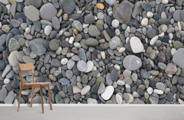 Soothing Pebble Grey Stone Mural Wallpaper