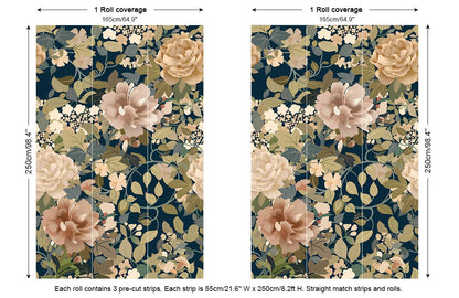 Aesthetic Golden Blossoms Wallpaper Mural Final Print Image