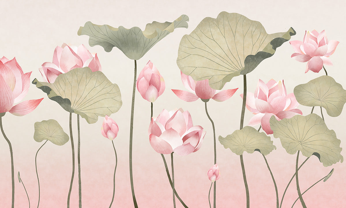 Elegante rosa florale botanische Tapete