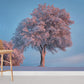 lonely snowy trees on mountain top wallpaper for home