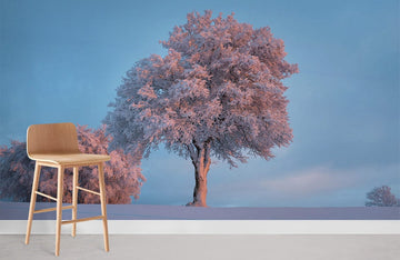 Serene Winter Tree Landscape Mural Wallpaper