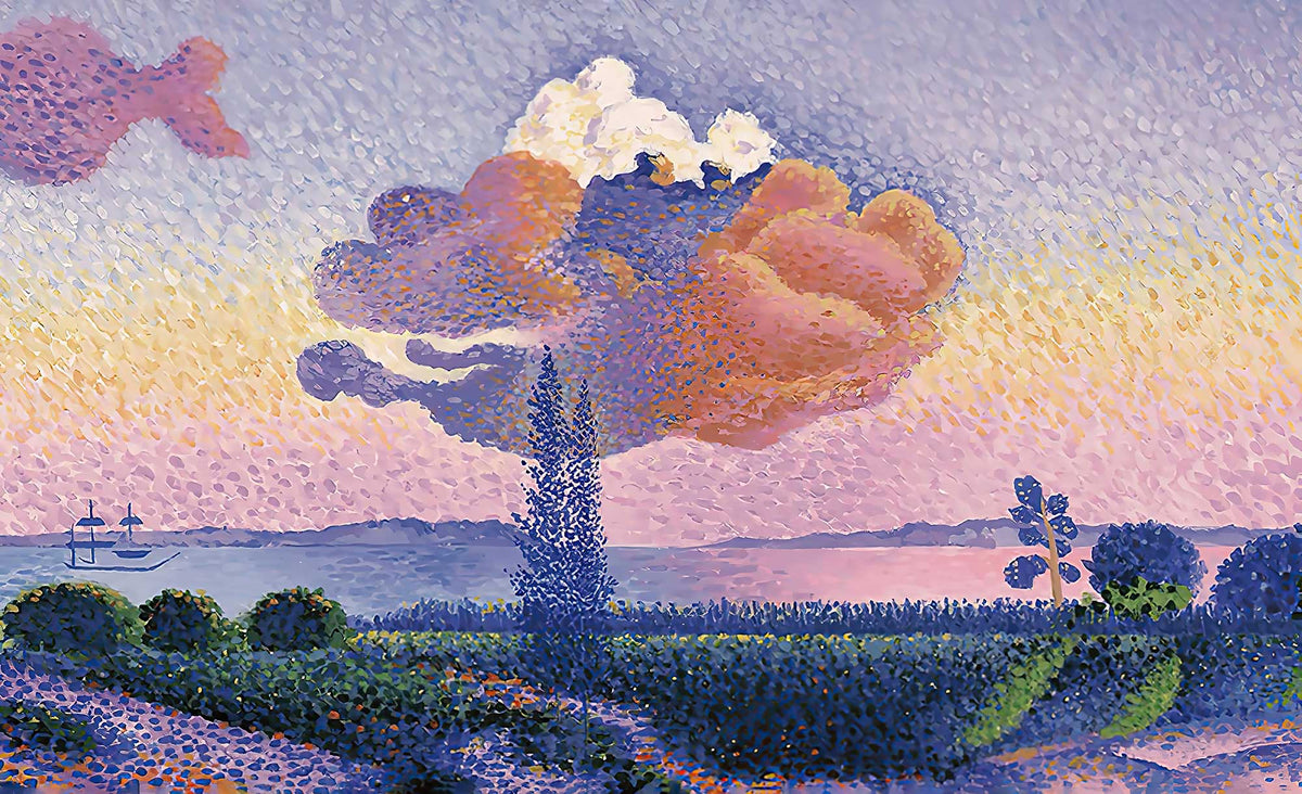 Vintage Sunset Seascape Illustrated Mural Wallpaper