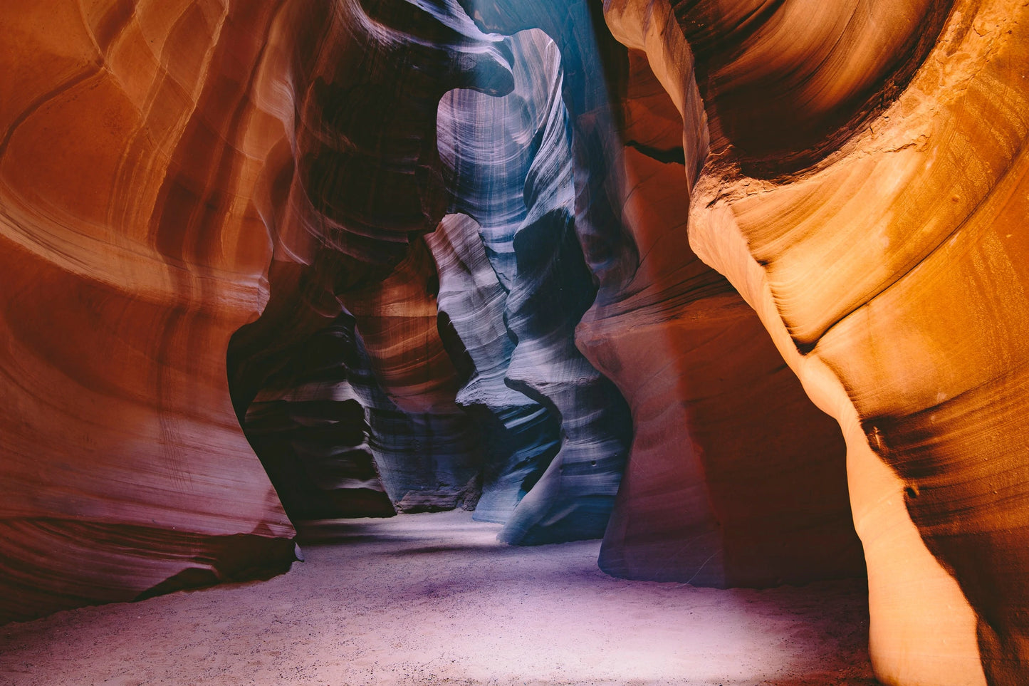 Mural of a colourful rock canyon for use as interior decoration.