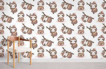 Whimsical Woodland Animal Kids Mural Wallpaper