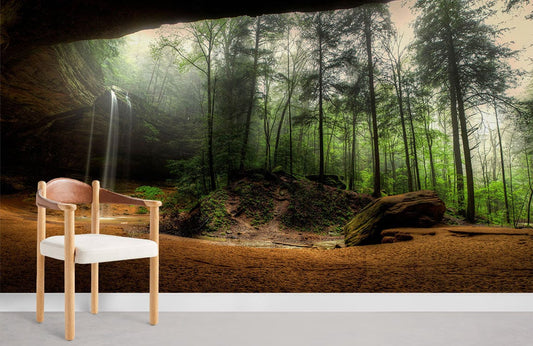 vibrant forest in sinkhole wallpaper for home