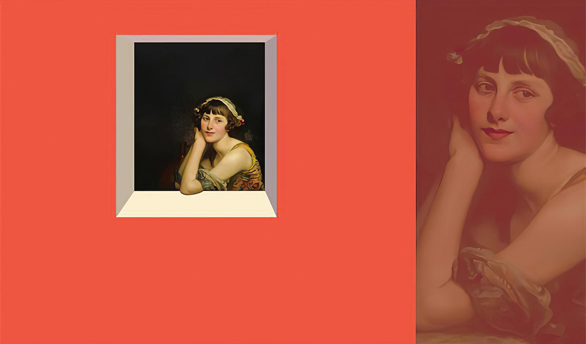 Vintage Portrait Orange Mural Wallpaper