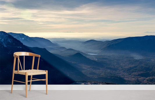 Grand Wallpaper Mural of a Mountain Range in the Room