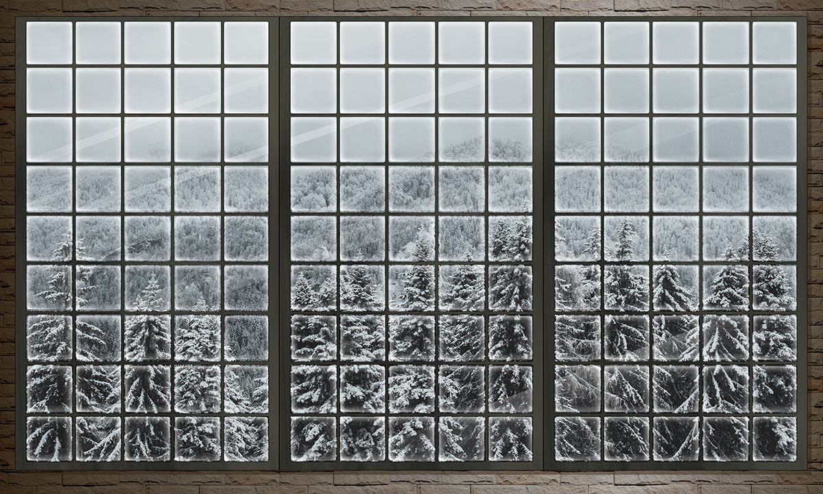 Window Snow Scene Wallpaper Mural for Interior Home Decoration