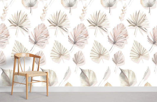 Watercolor leaf wallpaper murals for the walls of your house