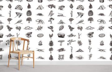 Whimsical Forest Sketch Mural Wallpaper