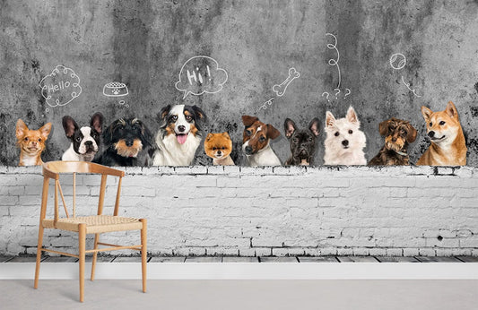 Cute dogs have their own ideas. murals for the house
