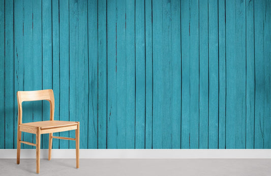 wall murals with a turquoise wood texture