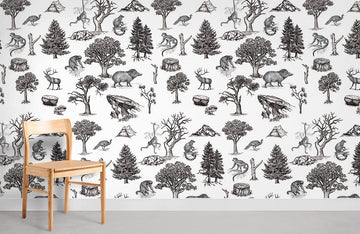 Whimsical Forest Animals Mural Wallpaper