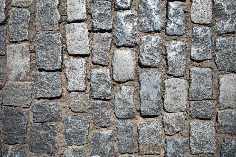 Rustic Gray Stone Brick Mural Wallpaper