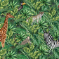 Home Decoration Featuring a Wallpaper Mural of Wild Animals from the Jungle