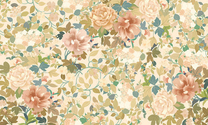Wallpaper mural with flowers for use in interior design.
