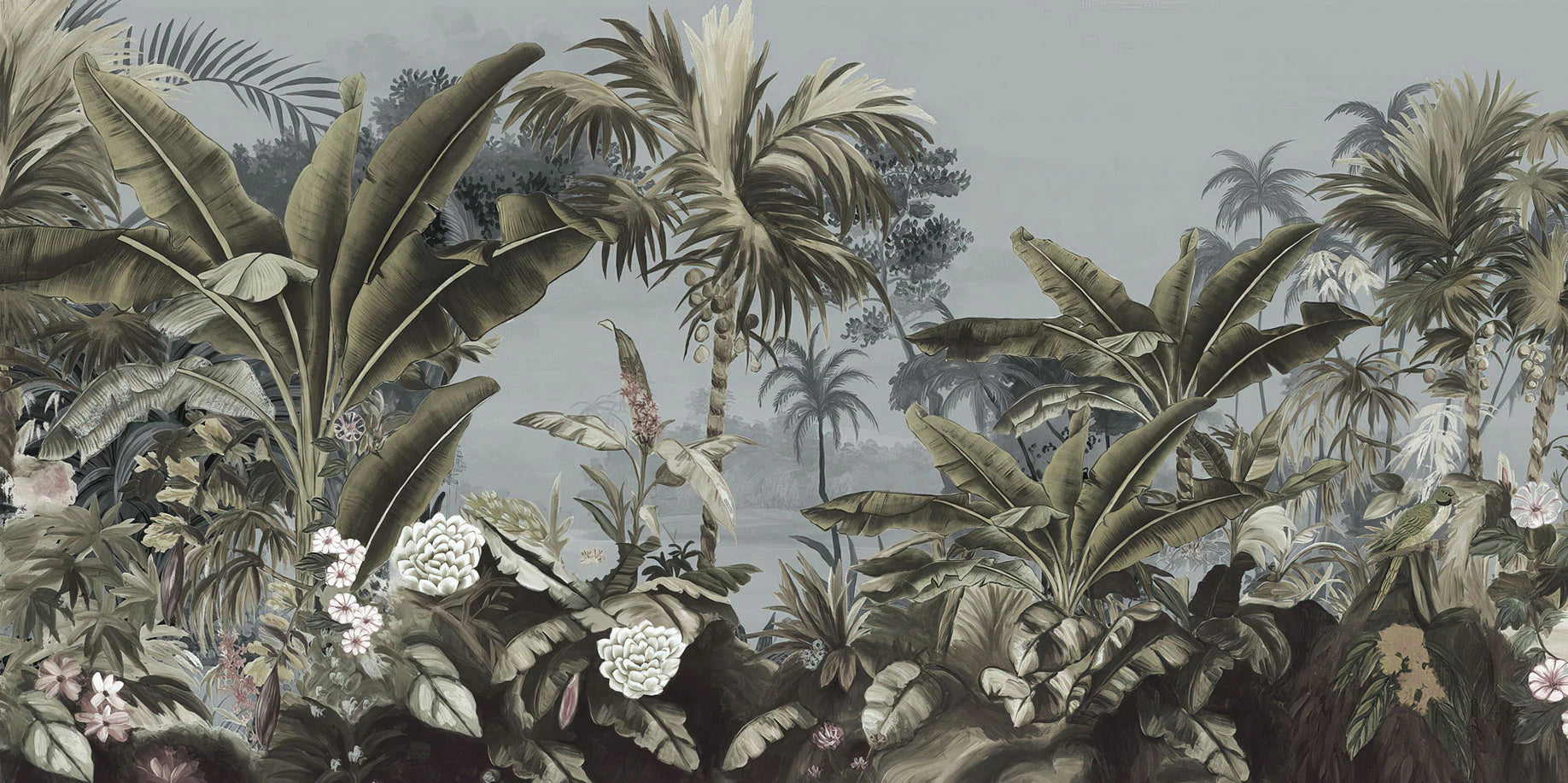 Wall Mural with Palm Trees in a Tropical Setting