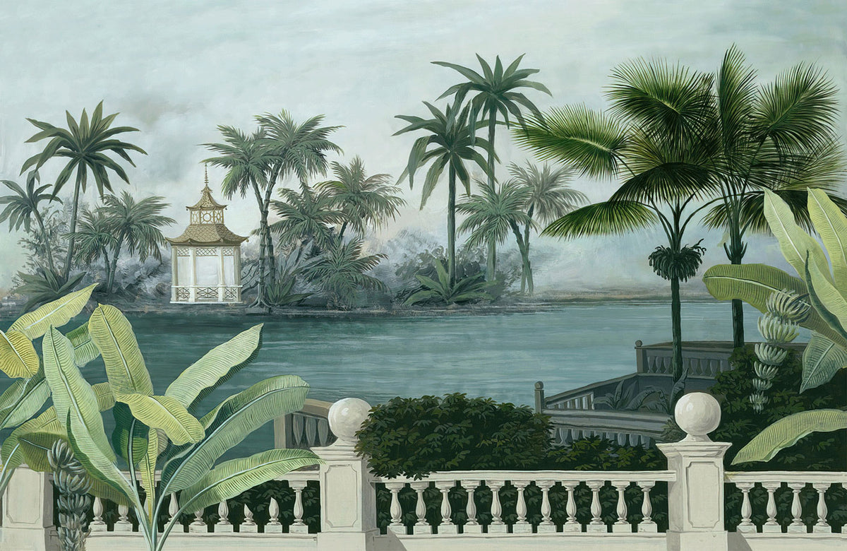 Muro Mural di Gazebo in Paesaggio Tropicale