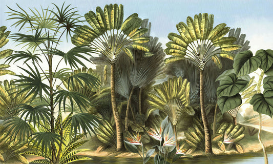 Home decoration wallpaper mural featuring a tropical theme