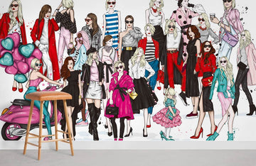 Chic Fashion Illustration Art Mural Wallpaper