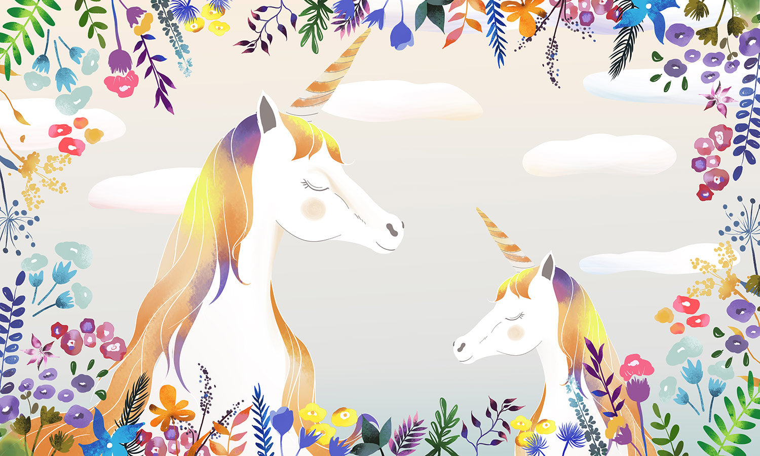 Animal Wallpaper Mural with Unicorns for Home Decoration