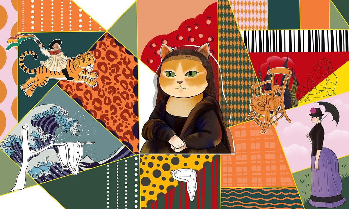 Eclectic Pop Art Feline Mural Wallpaper