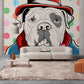 Colorful Bulldog Polka Dot Mural Wallpaper