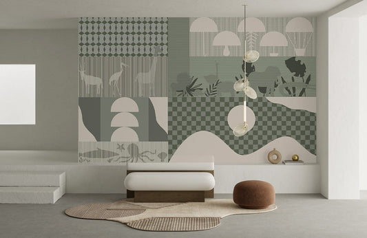 Modern Bauhaus Geometric Wallpaper