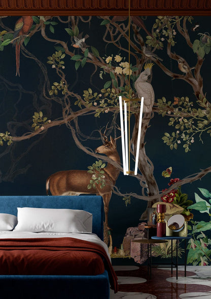 Enchanted Forest Animal Mural Wallpaper in bedroom
