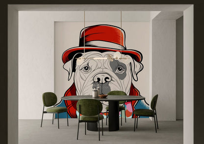 Dapper Dog Artistic Wall Mural in dining room