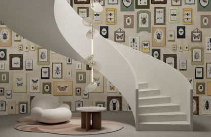 Vintage Botanical Insect Illustration Mural Wallpaper in living room