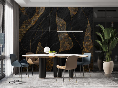 Luxury Gold Vein Marble Wall Mural in dining room