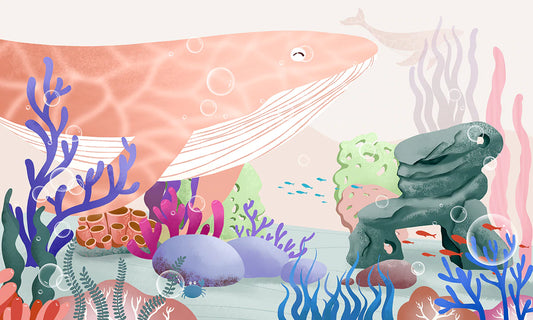 Wallpaper Mural of Seabed Animals for Home Decoration Featuring Sealife