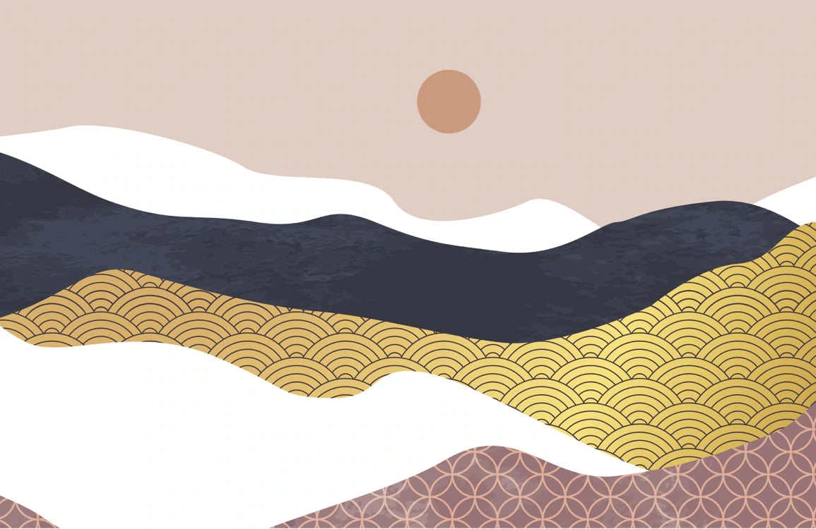 Abstract Mountain Landscape Art Deco Mural Wallpaper