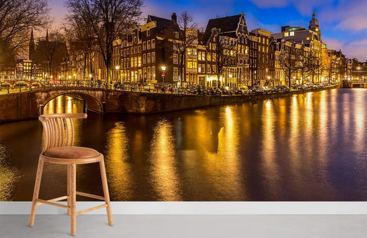 Night view of Amsterdam wallpaper for rome