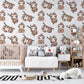 Nursery decor with adorable brown sloth infants as wall paintings