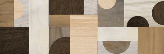 Plain Wood Block Wallpaper with Geometric Patterns Mural