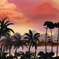 Evening sunset on the beach landscape wallpaper design