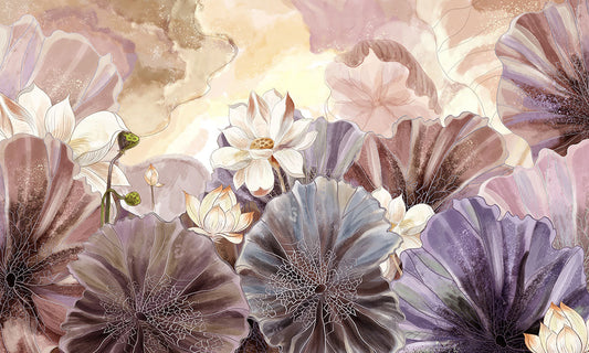 Elegant Floral Watercolor Luxury Mural Wallpaper