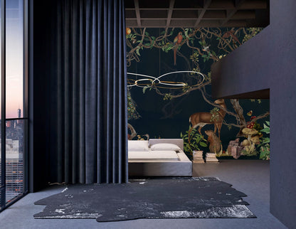 Enchanted Forest Animal Mural Wallpaper in bedroom