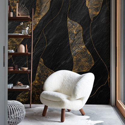 Luxury Gold Vein Marble Wall Mural in living room