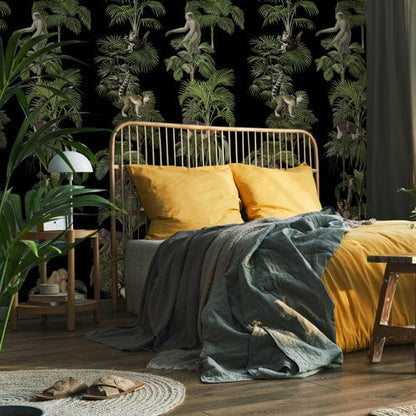 Tropical Jungle Animal Print Wallpaper Mural in bedroom