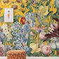 hallway wall murals with a variety of blooms and a bright yellow background